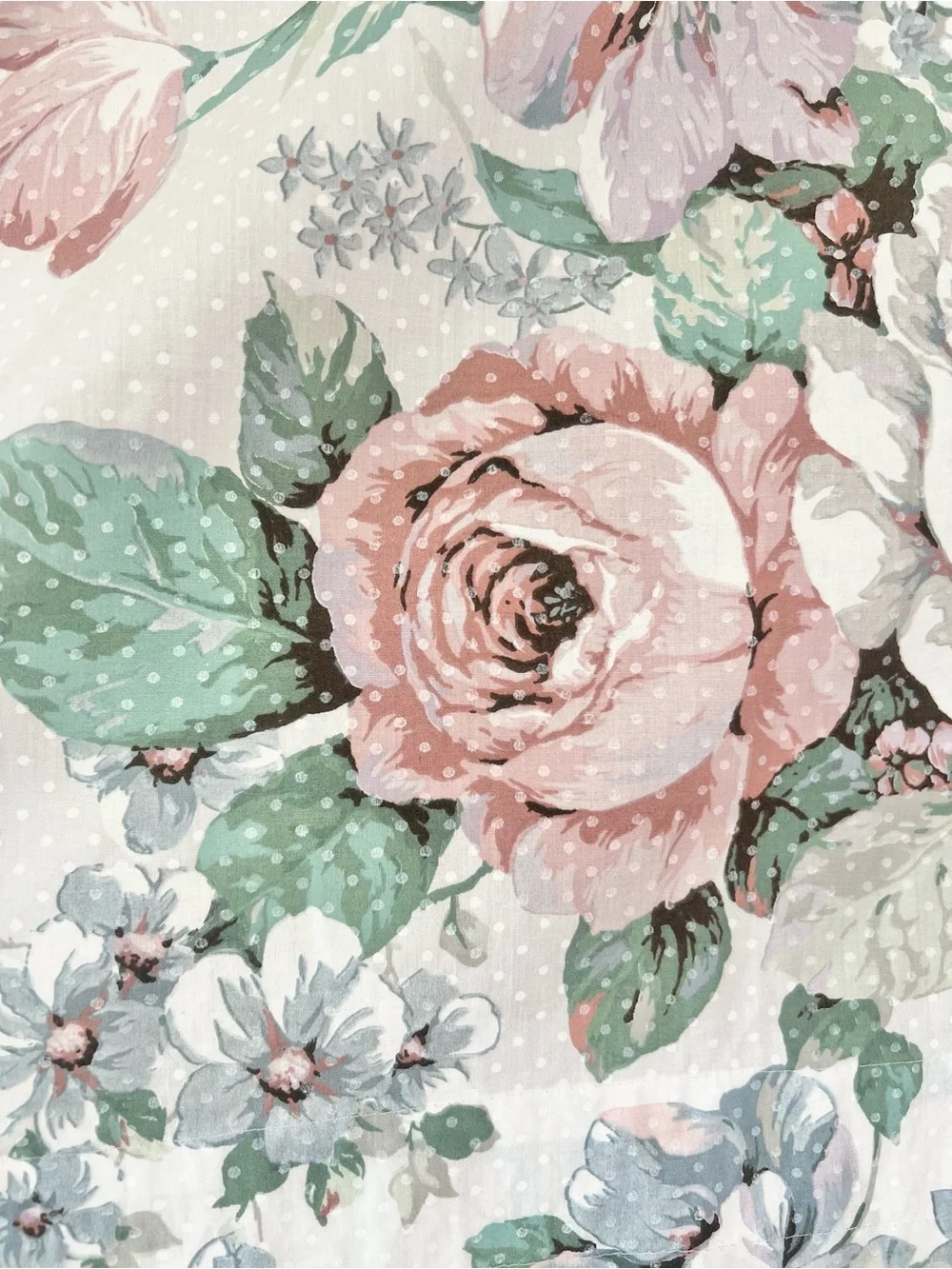Vtg 1988 Martha Stewart Rose Floral Dotted Window Curtain Blouson Valance 88x25